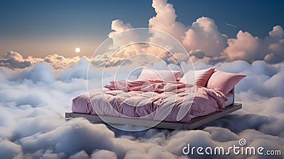 Heavenly Slumber, Sleeping on a Cloud with Modern Orthopedic Support, Generative AI Stock Photo
