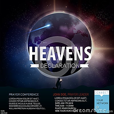 Heavens declarations Christian religious design for prayer conference. Vector Illustration