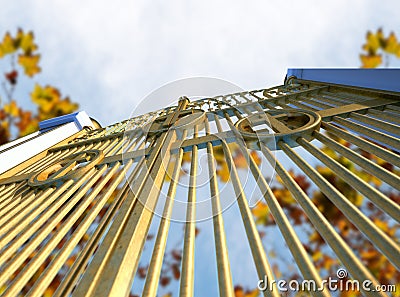 Heavens Golden Gates And Autumn Leaves Stock Photo