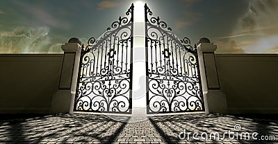 Heavens Open Ornate Gates Stock Photo