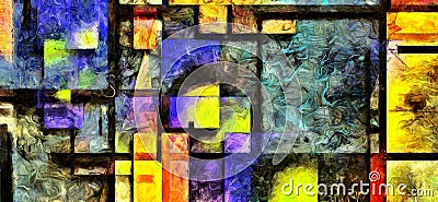 Heavily Textured Digital Abstract Painting Stock Photo