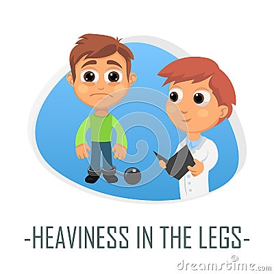 Heaviness in the legs medical concept. Vector illustration. Cartoon Illustration