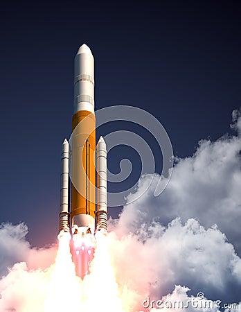 Heavy Carrier Rocket Take Off Stock Photo