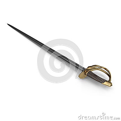 Heavy Cavalry Sabre on white. 3D illustration Cartoon Illustration