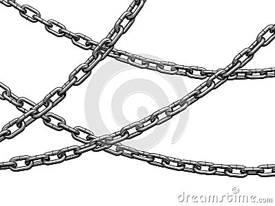 Heavy chains hang curved Stock Photo