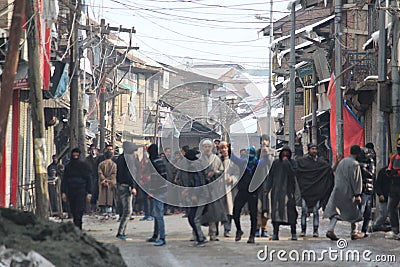Heavy Clashes Erupt in Sopore town After Friday Prayers Editorial Stock Photo