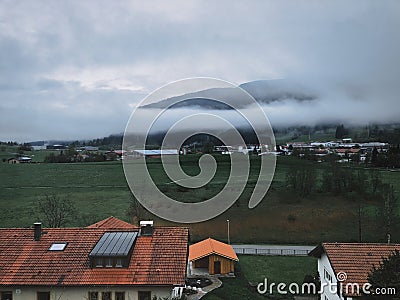 Heavy clouds in the Allgäu mountains in Bavaria Germany Stock Photo