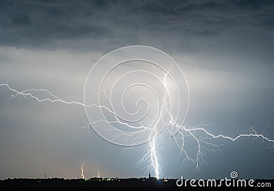 Heavy clouds bringing thunder, lightnings and storm Stock Photo