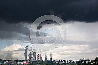 Heavy clouds over city Stock Photo