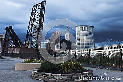 Heavy clouds over Cleveland Stock Photo