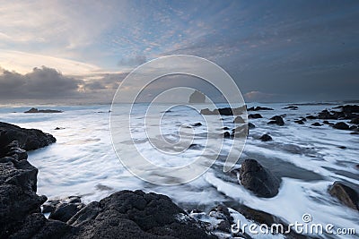 Heavy clouds over Reykjanes in Iceland Stock Photo