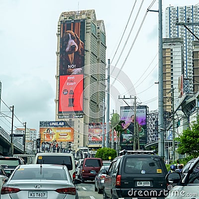 Heavy commuter traffic on EDSA Avenue, Manila Editorial Stock Photo