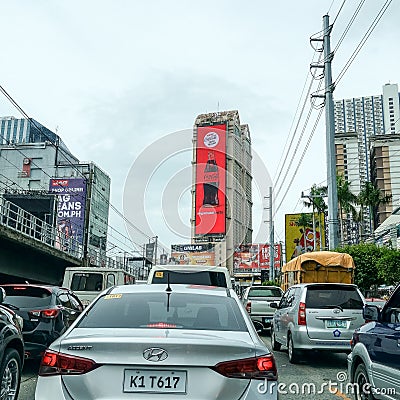 Heavy commuter traffic on EDSA Avenue, Manila Editorial Stock Photo
