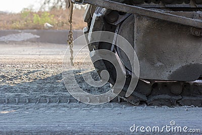 Heavy construction to widen a roadway Stock Photo