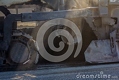 Heavy construction to widen a roadway Stock Photo