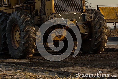 Heavy construction to widen a roadway Stock Photo