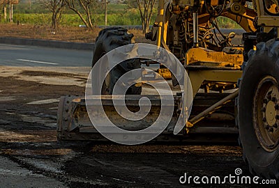 Heavy construction to widen a roadway Stock Photo