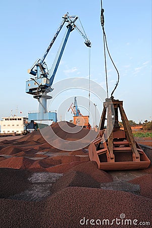 Heavy cranes in the harbor Stock Photo