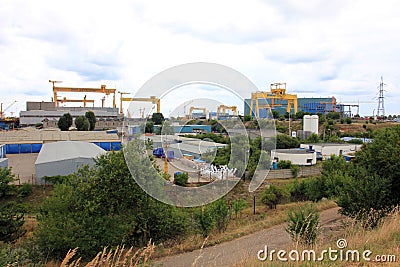 Heavy cranes in the port Editorial Stock Photo