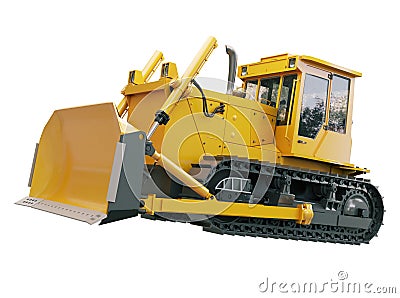 Heavy crawler bulldozer isolated Stock Photo