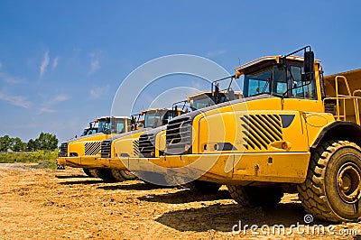 Heavy duty construction trucks Stock Photo