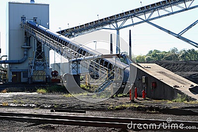 Heavy Duty Conveyor Belts In A Coal Yard Stock Photo