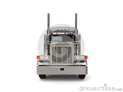 Heavy duty dark gray big truck - front view Stock Photo