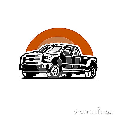 Heavy duty dually pickup truck diesel side view vector isolated Stock Photo