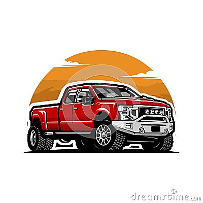 Heavy duty pickup dually truck vector art isolated illustration sticker Vector Illustration