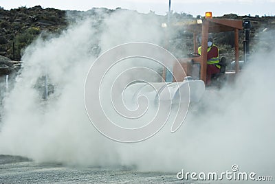 Heavy Duty Road Construction In Progress Stock Photo