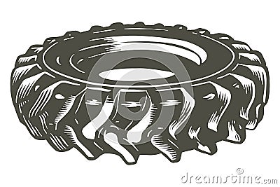 Heavy Duty Truck wheel - hand drawn illustration Vector Illustration