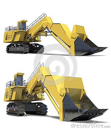 Heavy equipment. Excavator with bucket. Stock Photo