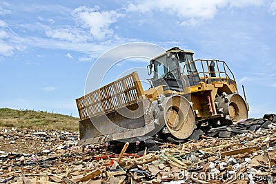 Heavy Equipment In Landfill Stock Photo