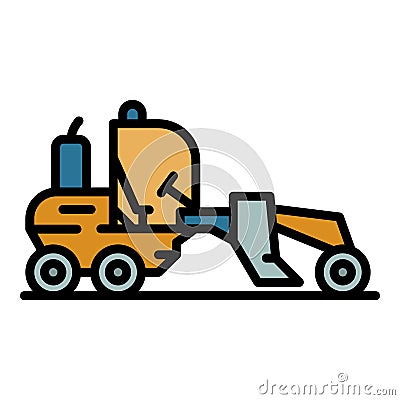 Heavy grader machine icon color outline vector Vector Illustration