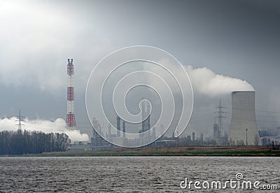 Heavy industrial smoke and vapor Stock Photo