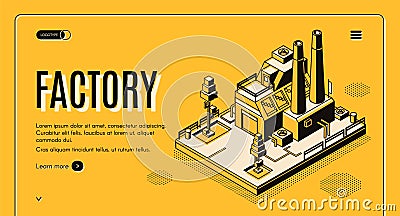 Heavy industry factory isometric vector website Vector Illustration