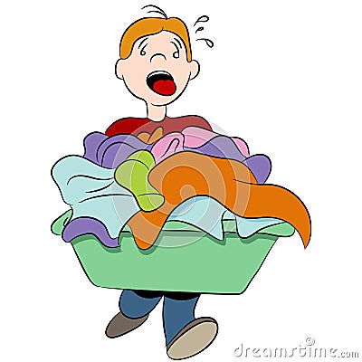 Heavy Laundry Basket Vector Illustration