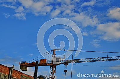 Heavy-load tower cranes on building Stock Photo