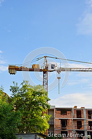 Heavy-load tower cranes on building Stock Photo