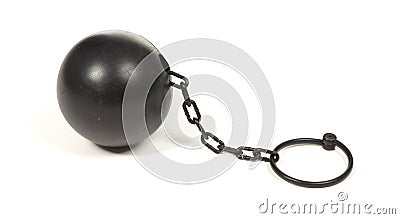 Heavy looking ball with cuff chain for prisoners Stock Photo