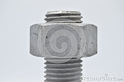 Heavy metal bolt, nuts and washers, tools equipment. Stock Photo