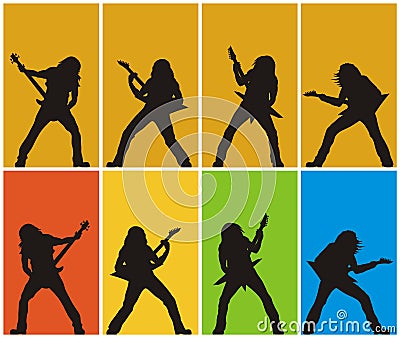 Heavy metal guitarists Vector Illustration