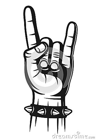Heavy metal hand gesture with spiked bracelet Vector Illustration