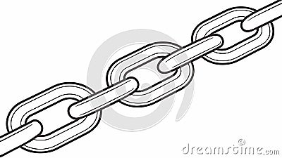 Heavy metal link chain simple structure line art object vector design Generative AI Vector Illustration