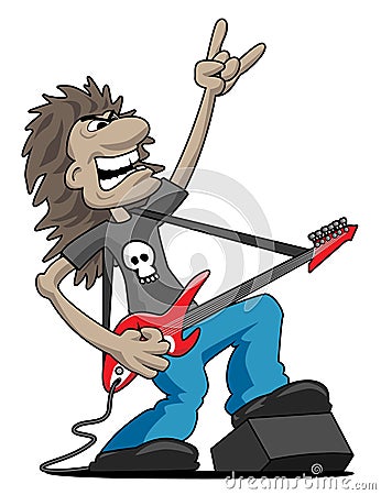 Heavy Metal Rock Guitarist Cartoon Vector Illustration Vector Illustration