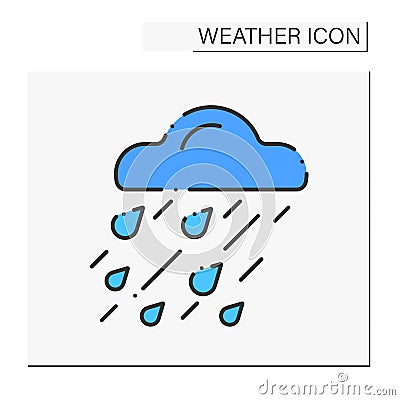 Heavy rain color icon Vector Illustration
