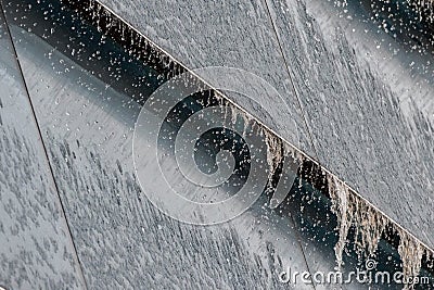 Heavy rain on roof detail Stock Photo