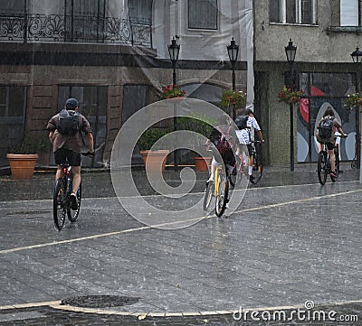 Heavy rainstorm with strong wind i Editorial Stock Photo