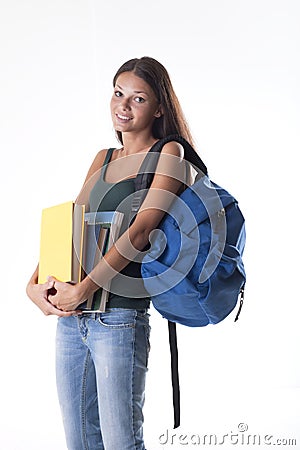 Heavy schoolbag! Stock Photo