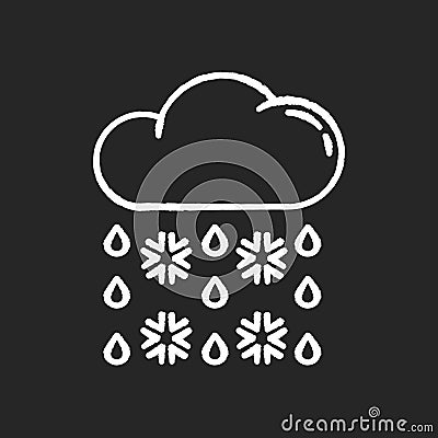 Heavy snow, sleet chalk white icon on black background Vector Illustration